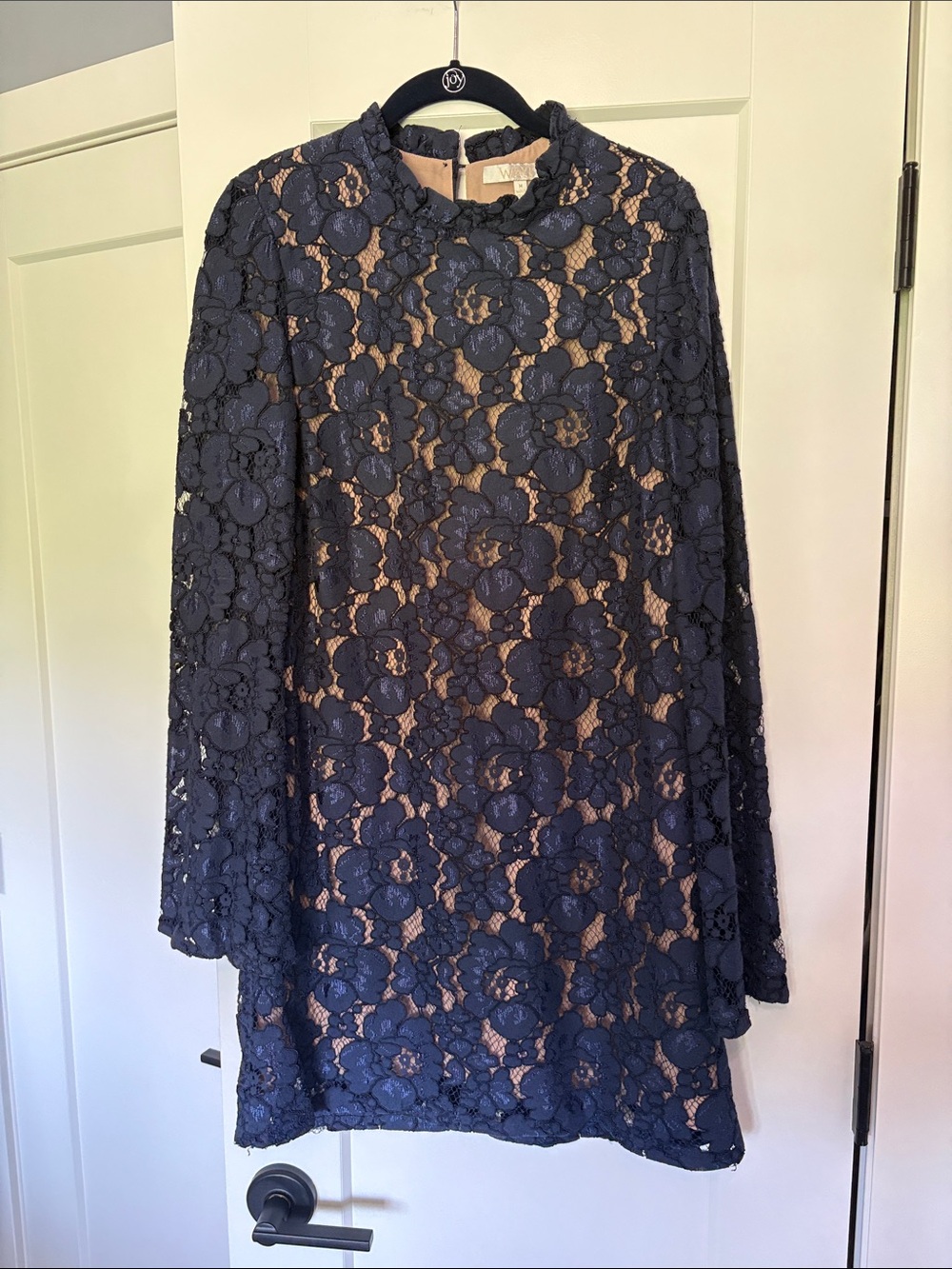 Wayf Navy Lace Mini Dress with Nude Lining